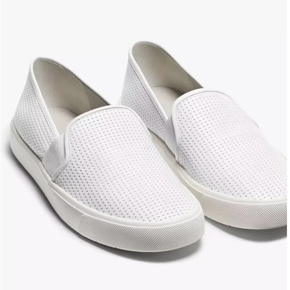 Vince Blair Perforated Leather Slip On Sneaker White Women's US 9 / 39